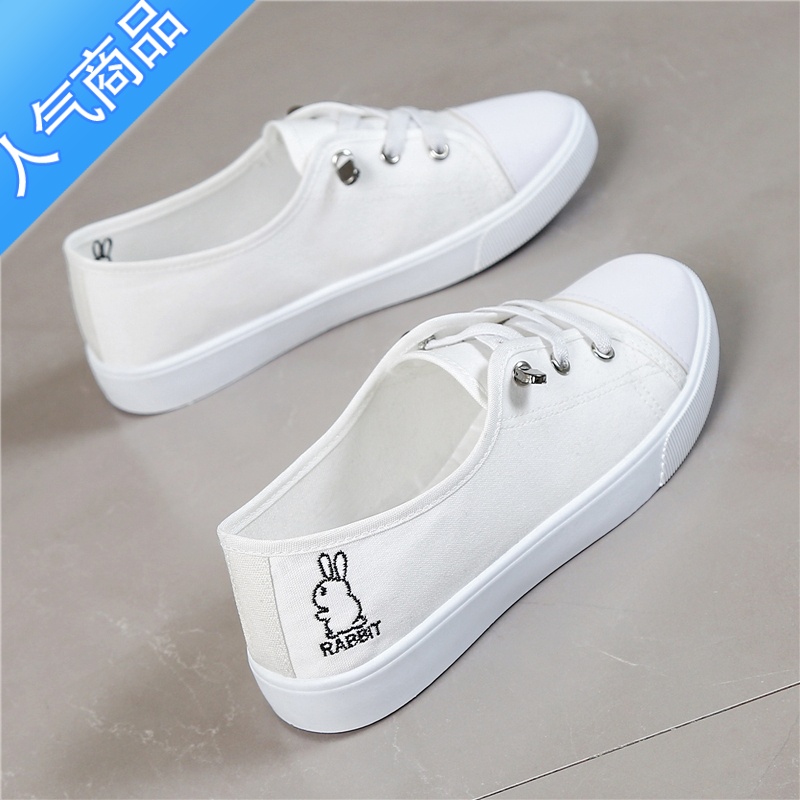 SUNTEK小兔子帆布鞋女2023春夏款女学生休闲板鞋百搭一脚蹬老北京布鞋潮高清大图