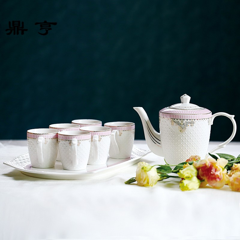 鼎亨陶瓷茶具水具套装冷水壶 凉水壶 家用茶杯水杯套装 6杯1壶带