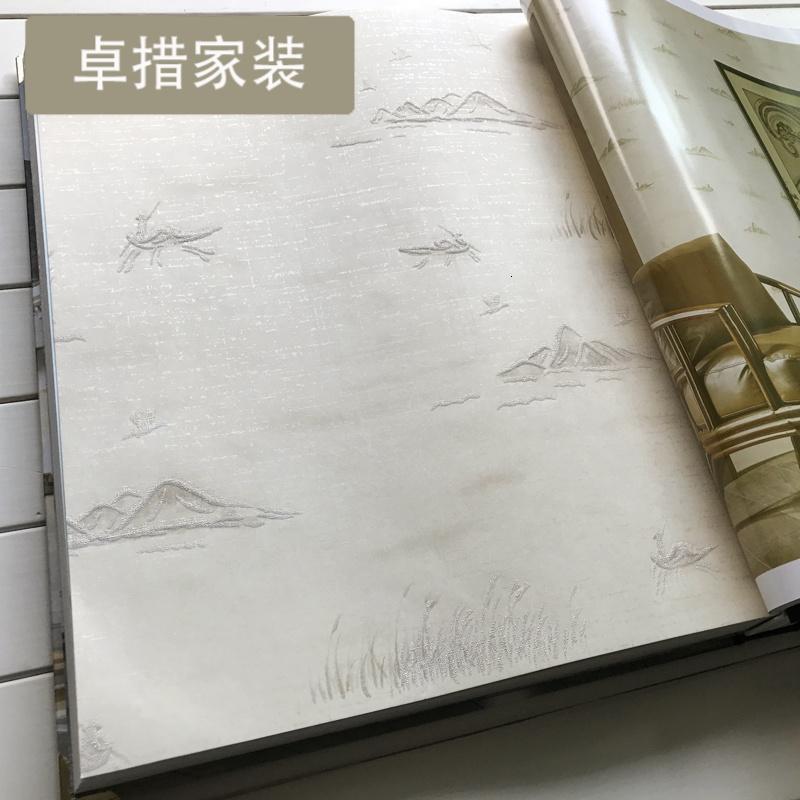 现代中式墙纸 简约新中式山水画风壁纸 实木中式电视背景墙 U965壹德壹