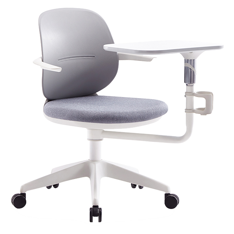 臻远ZY-7818办公椅培训椅人体工学椅转椅电脑椅会议椅学习椅带桌板 灰色