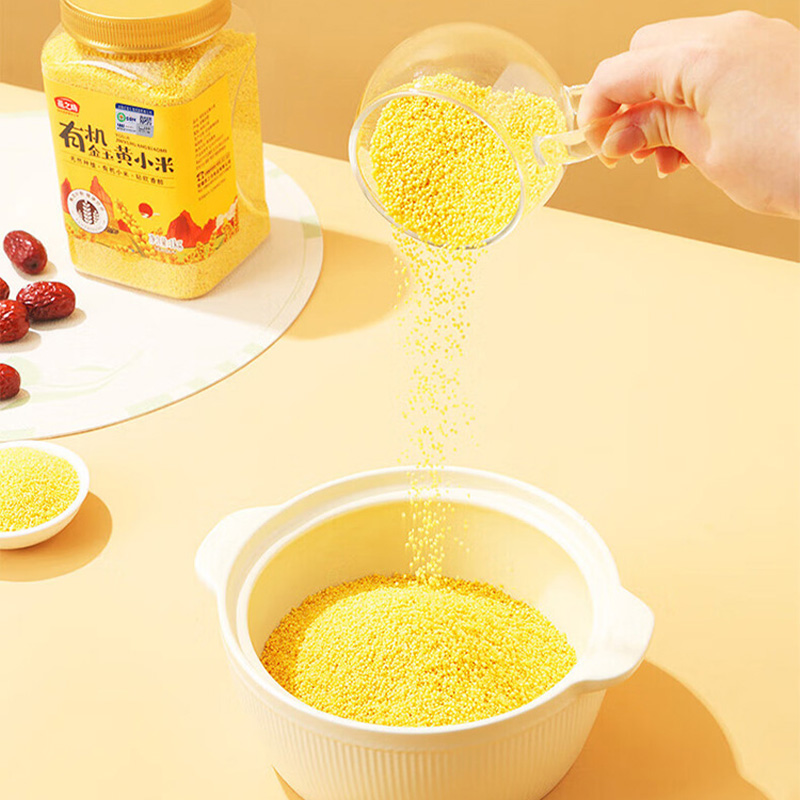 燕之坊黄小米颗粒均匀质纯味正香软可口金黄清香罐装有机金玉款1kg高清大图