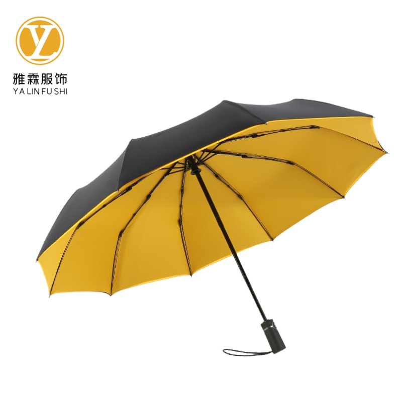 雅霖服 斜纹金胶三折晴雨伞YL-SZD081802 把高清大图