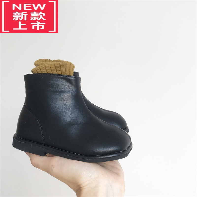 可莉允韩版童鞋方头女童马丁靴2022秋冬新款儿童靴子女宝宝公主短靴鞋子