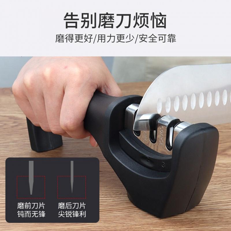 拜杰磨刀石三口磨刀器厨房用品磨刀神器家用快速磨刀棒 三槽位磨刀器高清大图