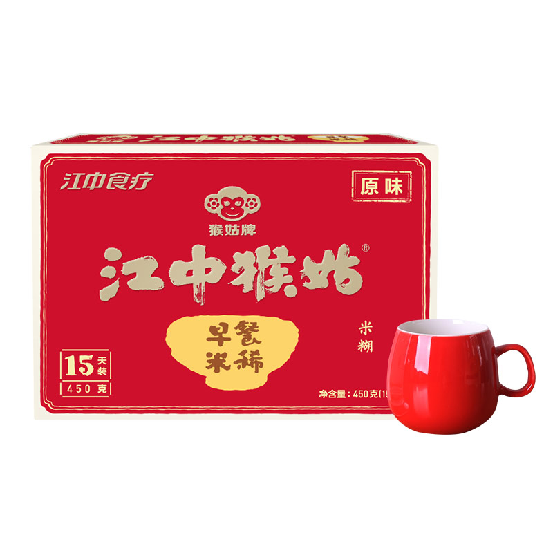 江中猴姑米稀MIXI 米糊麦片 盒装15天量450g+陶瓷杯1个 营养代餐米稀 国产米稀