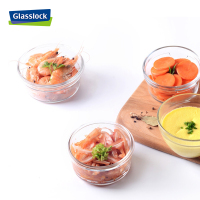 三光云彩（GLASSLOCK）钢化玻璃耐热保鲜盒微烤两用圆形饭盒450ml水果食品收纳盒韩国进便当盒口