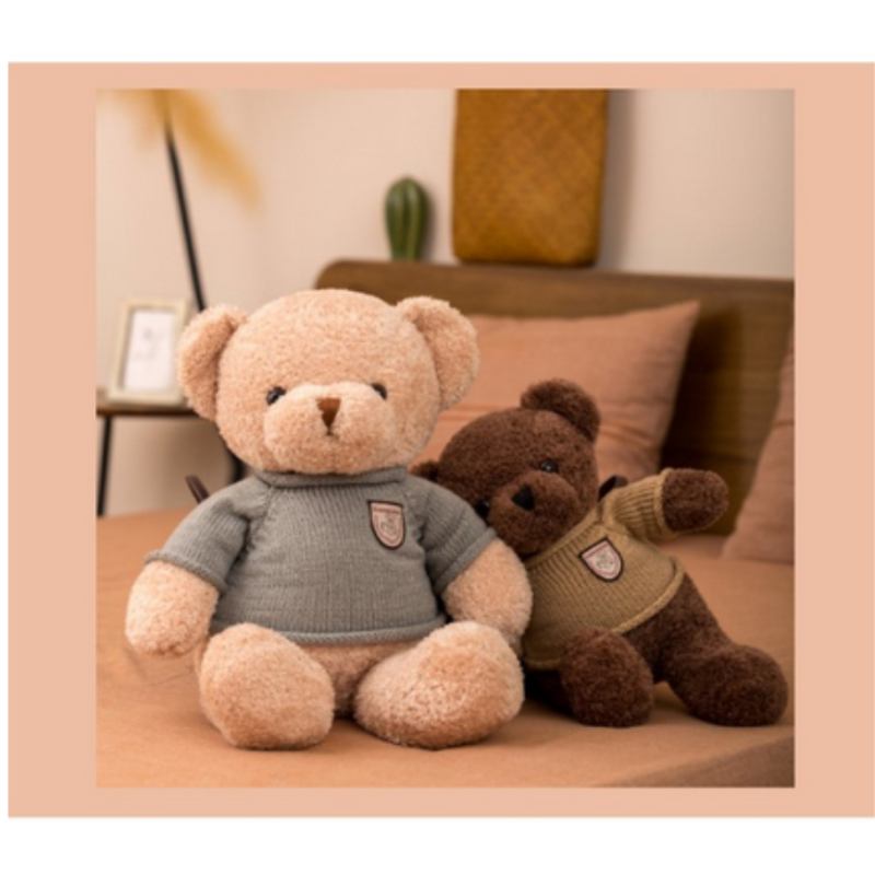 毛衣泰迪熊公仔毛绒玩具小熊抱枕布娃娃抓机抱抱熊50cm三种图案随机