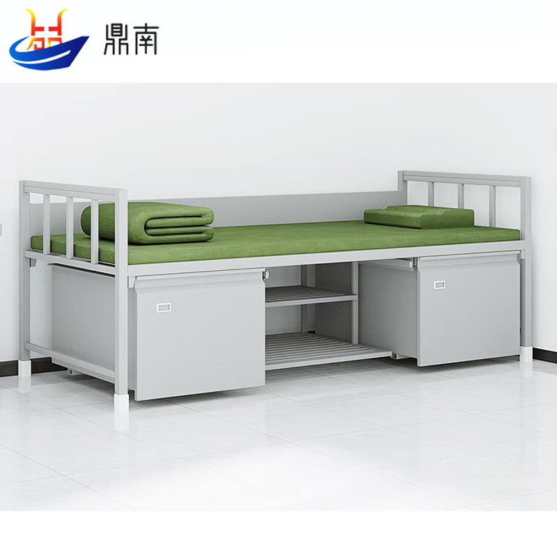 鼎南双层床钢制床公寓宿舍加厚班排单人床含床下柜鞋柜高清大图