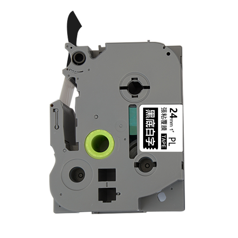艾洁 标签带24mm黑底白字PL-355 适用兄弟 PT-1010;1100CH;1280;TZe-355标签机色带高清大图