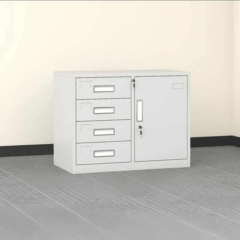 易企采 【四抽一门】白色 580*750*390MM 办公室资料文件矮柜 单位:台 货期七天 质保一年