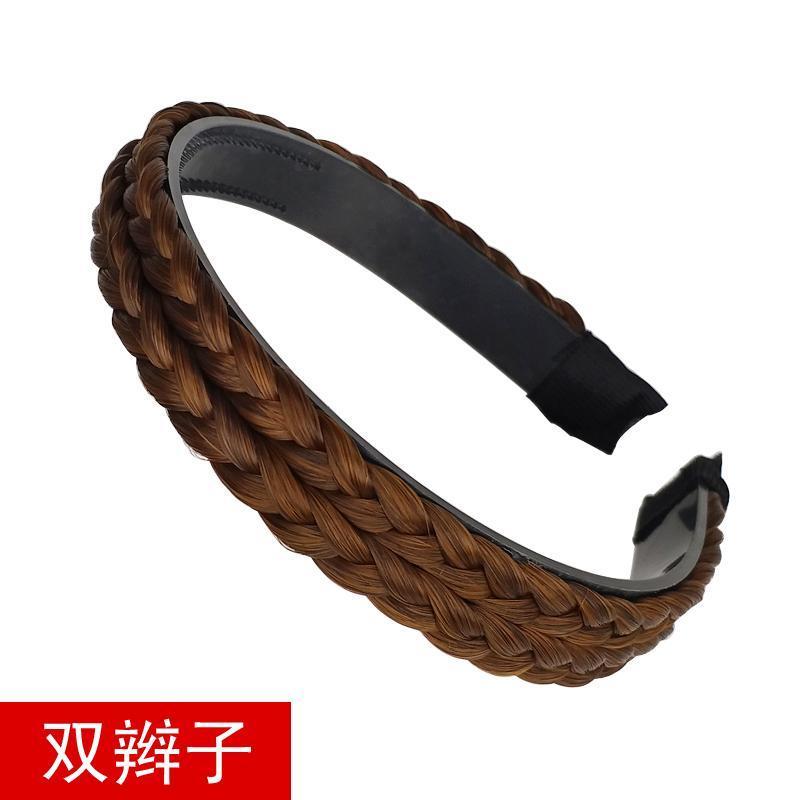 假发发箍 韩国饰品麻花辫子带齿防滑发箍压发宽边头箍发卡成人女 自然黑(单辫子) 1个装