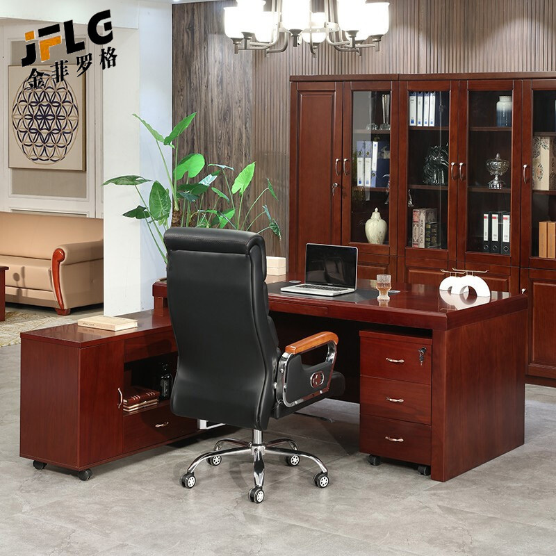 苏宁 金菲罗格 办公家具 实木贴皮桌油漆班台主管桌高清大图