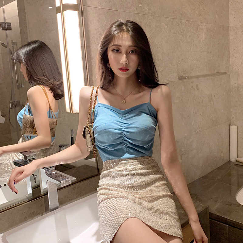 泫雅风吊带外穿背心内搭2020夏季v领低胸无袖打底性感修身上衣女视频