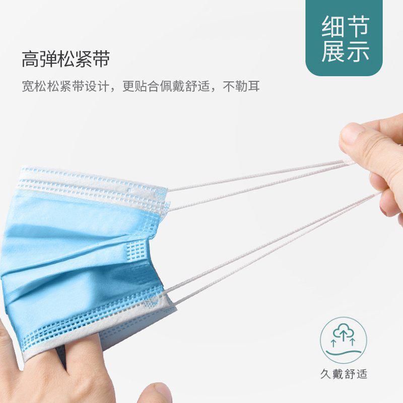[100只7元]口罩一次性熔喷无纺布防护成人口罩3层防雾霾防尘透气防飞沫防护用品民用口罩 一次性成人口罩口罩三层防护