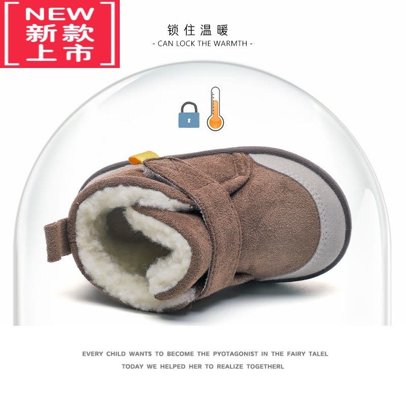 可莉允冬季加绒学步鞋男童软底防滑女宝宝棉鞋1一2-3岁小童靴子婴儿加厚图片
