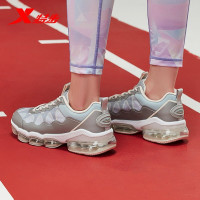 特步跑步鞋女鞋全掌气垫鞋减震耐磨防滑透气运动鞋880118115120 灰绿38码