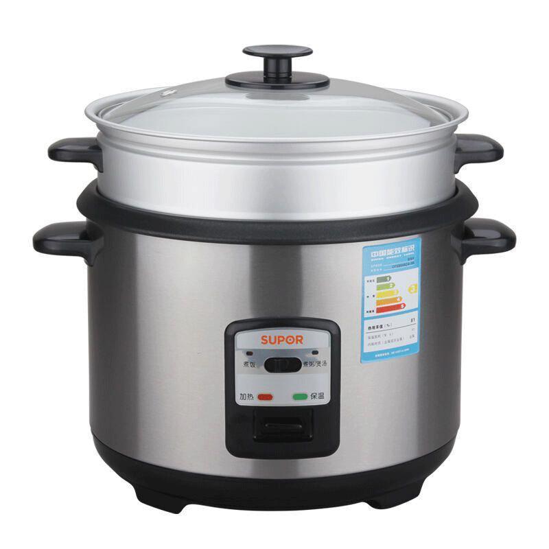 苏泊尔(SUPOR)电饭煲6L/升带蒸笼不锈钢电饭 机械锅可煮粥电饭锅适合老年人单独操作 CFXB60A1A-80