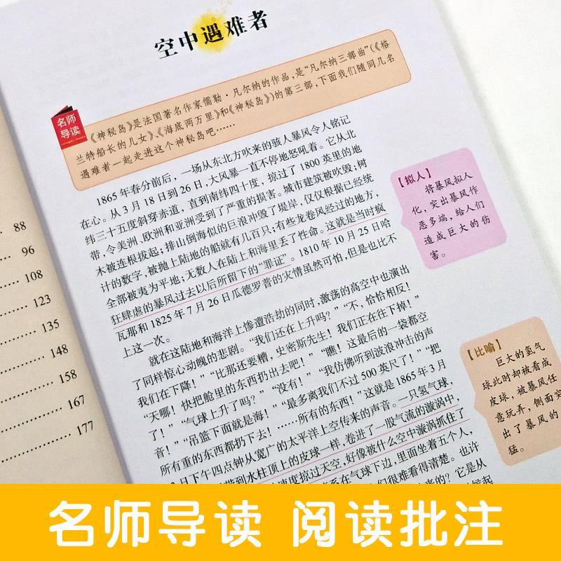 [正版]神秘岛儒勒凡尔纳经典科幻小说原著小学生青少年三四五六年级必读彩图美绘插画课外书名师导读带批注读后感张琪编山东美高清大图