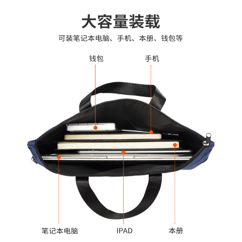 得力 5840 手提式双层收纳袋(蓝)(只) 10只/组
