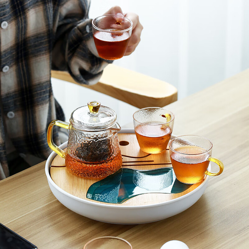 苏氏陶瓷(SUSHI CERAMICS) J0271 玻璃干泡组(玻璃壶品茗杯干泡盘) 6件套 (单位:套)高清大图