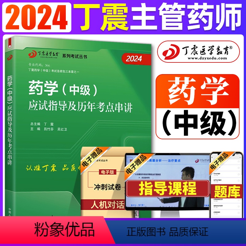 【正版】电子版2024中级药师丁震药学中级应试指导及历年考点串讲2024年药学中级主管药师原军医版药学中级职称用书主管