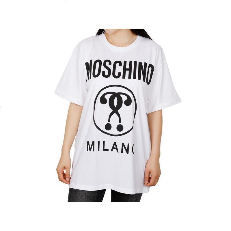 新款moschino莫斯奇诺女士白色棉质doublequestionmark图案t恤0711554