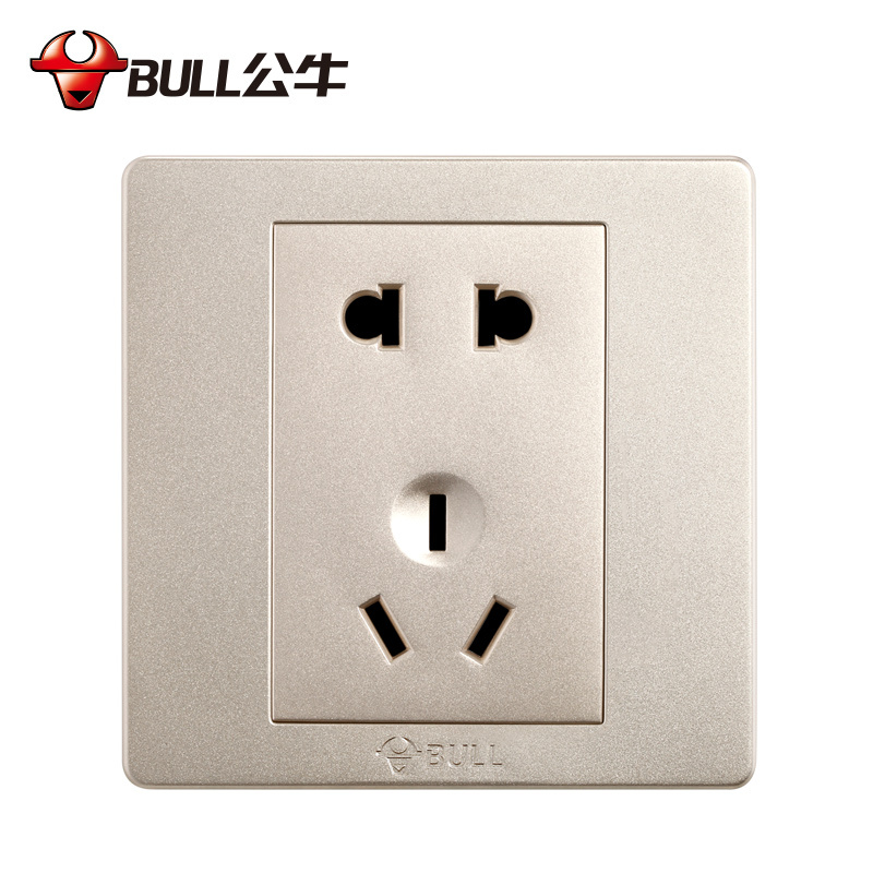 公牛(BULL) 开关插座面板 其他电源插座G07 香槟金系列 正五孔十支装86型插座面板 五孔插座套装
