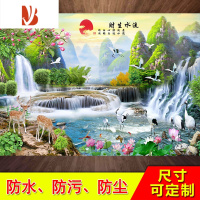 三维工匠背景墙山水画贴纸墙贴自粘客厅装饰流水生财壁纸墙纸贴画风景壁画 QZ-1-流水生财A 特大