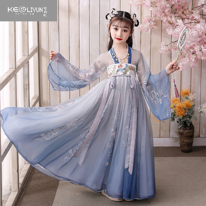 可莉允中国风儿童汉服女童古装超仙飘逸连衣裙女孩襦裙唐装古风夏款
