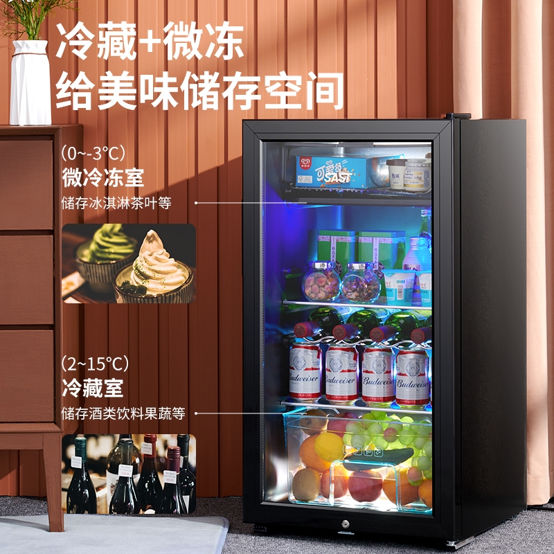 SAST先科冷藏柜冰吧房车可用小型透明冰箱家用办公室茶叶红酒饮料保鲜展示柜