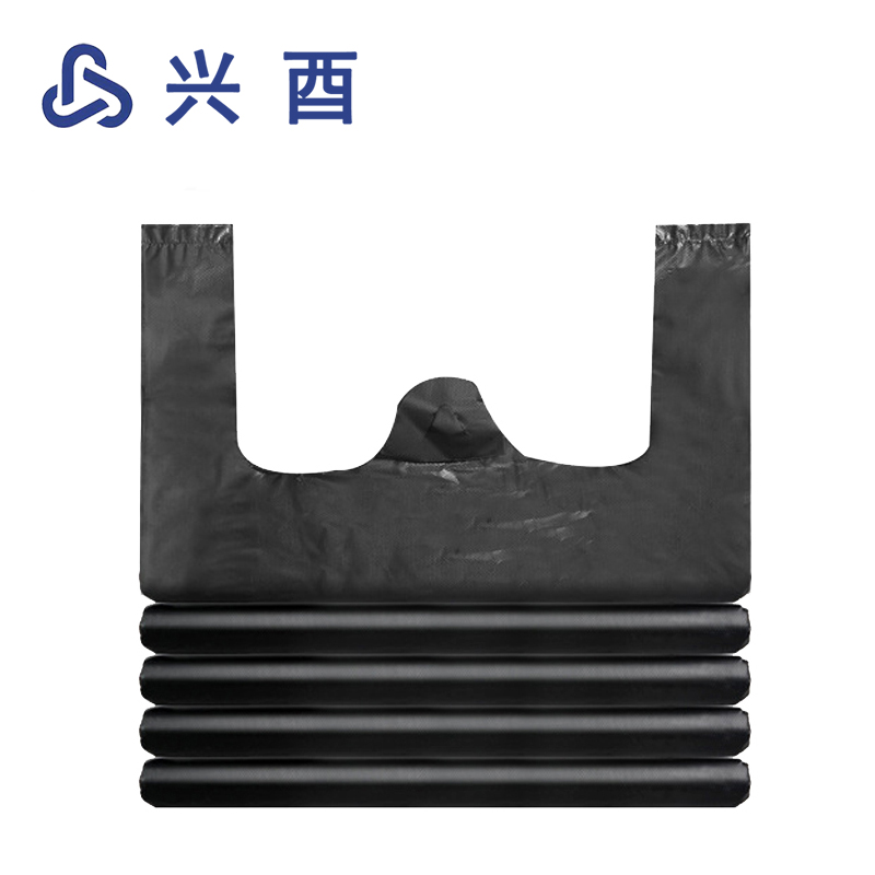兴酉 黑色背心塑料袋 40*60cm100只 包高清大图