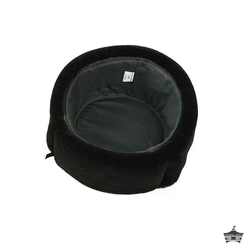 路安保防寒帽布面羊剪绒防顶寒保暖有耳孔顶高清大图