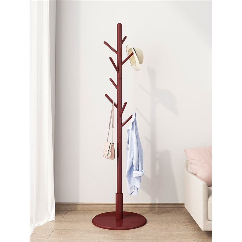 定制实木衣帽架卧室内简易家用晾衣架落地现代单杆式收纳挂衣架挂包架