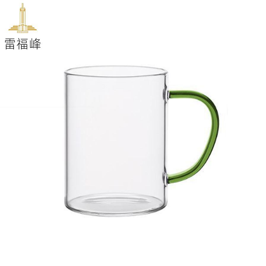 雷福峰耐高温耐冷高硼硅玻璃杯418ml黄色把手+绿色把手/对