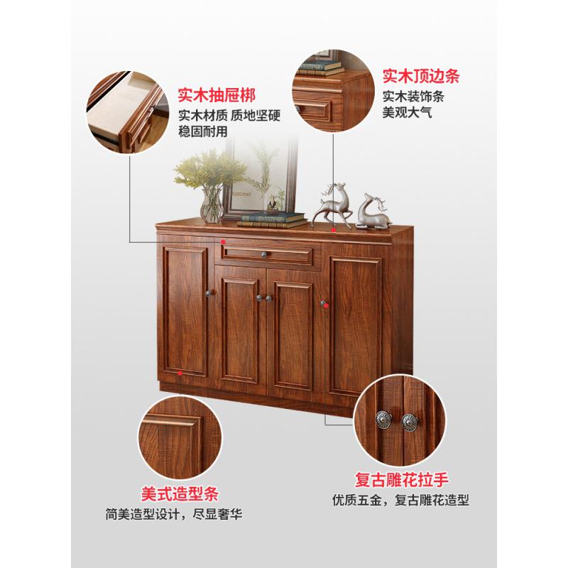 森美人中式实木框鞋柜家用阳台储物柜隔断柜口厅柜收纳大容量玄关柜高清大图