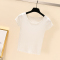 涵涵新品 木耳边短袖冰丝T恤女BS003_粉色_4XL《175-190》