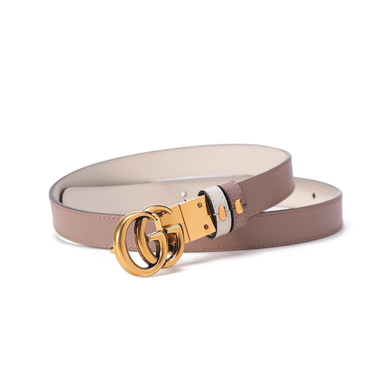 古驰gucci女士皮革双g窄版板扣式双面皮带腰带6594180yatc
