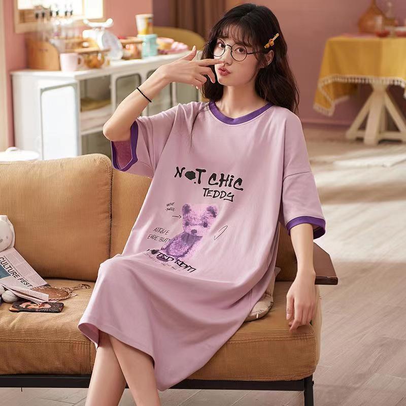 5021(不带胸垫) M 建议80-100斤 背心睡裙女夏季带胸垫棉质薄款韩版学生卡通中长款可爱无袖家居服