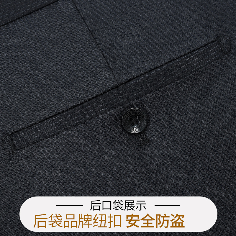 恒源祥羊毛西裤男秋冬款中年商务休闲中老年爸爸宽松直筒毛料裤子高清大图