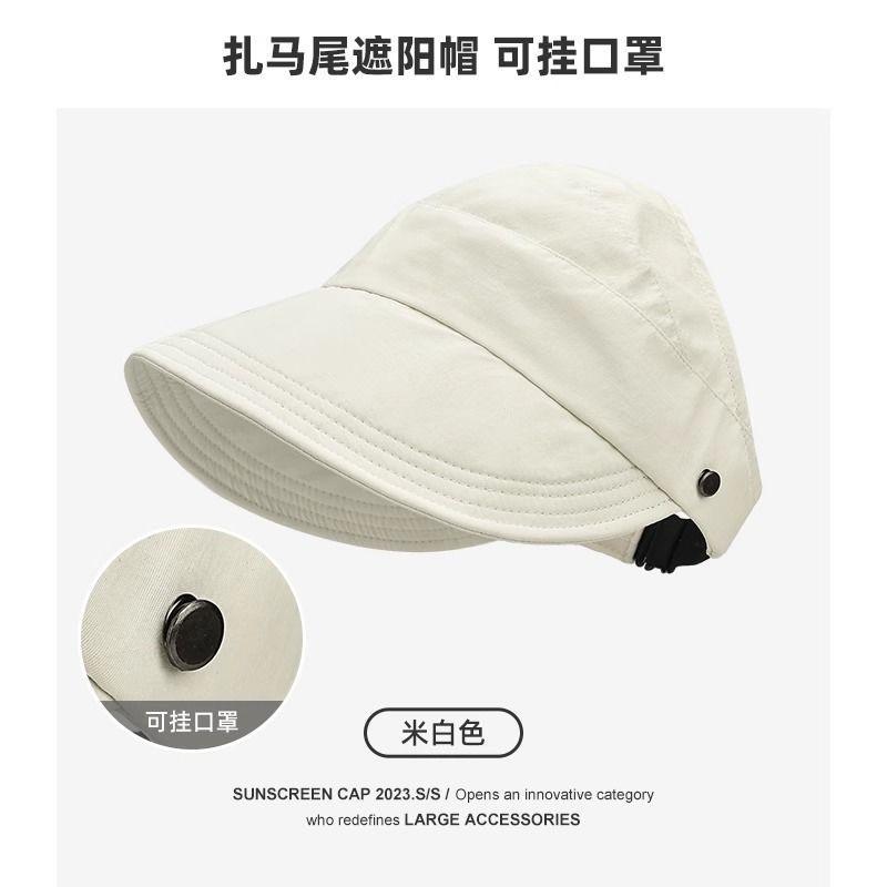 半空顶渔夫帽夏季防紫外线可扎高马尾空顶帽高清大图