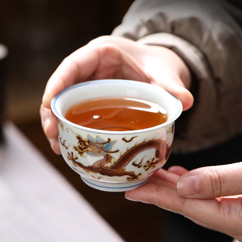 MULTIPOTENT主人杯功夫茶杯陶瓷龙年如是杯薄胎瓷品茗杯伴手礼盒图片
