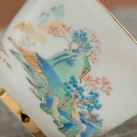金镶玉 功夫茶具整套装羊脂玉白瓷盖碗茶杯陶瓷泡茶礼品盒高档 青山绿水