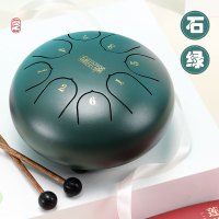 鲁儒空灵鼓琴儿童启蒙初学者手敲彩色系钢舌空色鼓手指琴手碟正品莲花鼓石绿色6寸8音简单的打击乐器