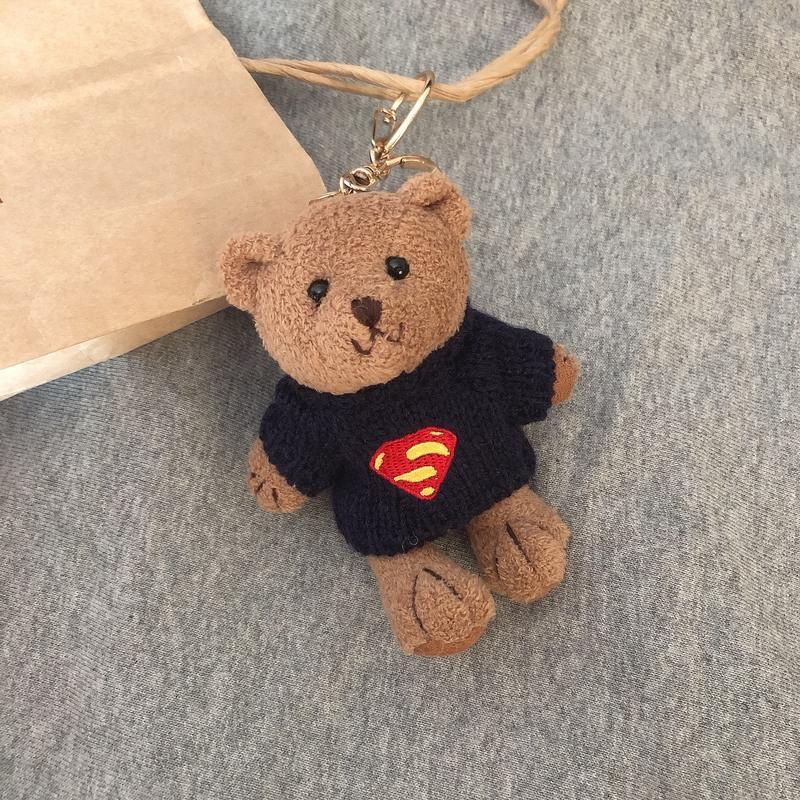 日系可爱卡通毛绒公仔玩偶腮红小熊挂件钥匙扣软萌包包配件饰品女布朗