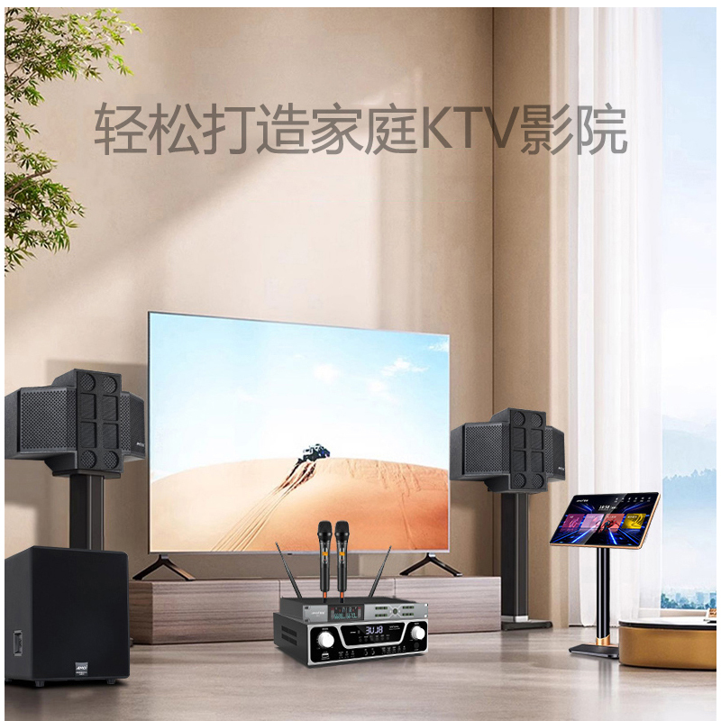 夏新(AMOI)家庭影院KTV套装S8 专业音响套装+无线金属话筒+12吋低音炮*2高清大图