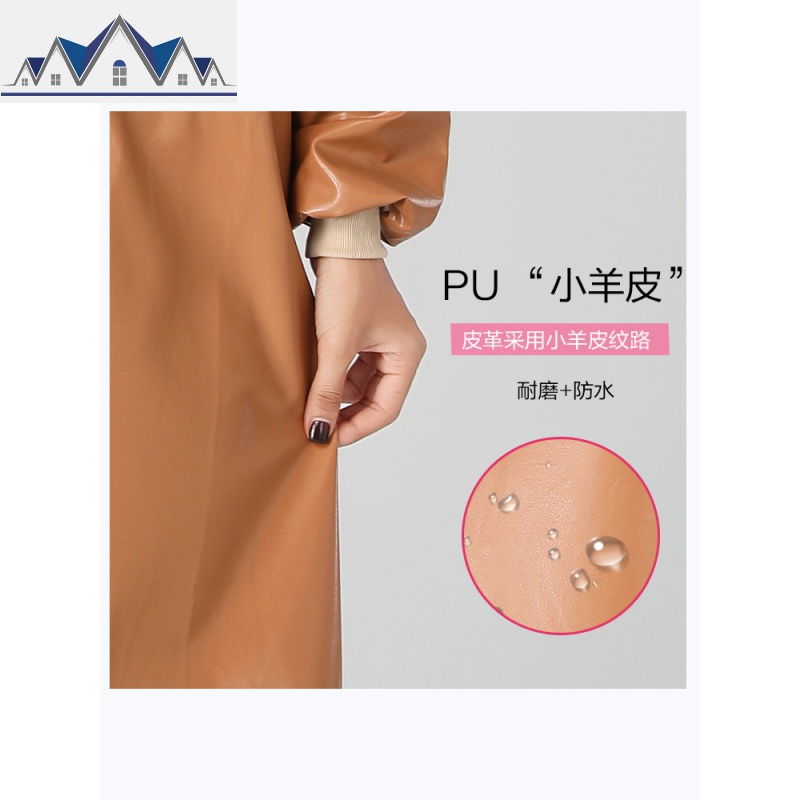 围裙加绒冬罩衣成人女工作服防水防油围裙家用厨房皮革长袖男定制 三维工匠高清大图