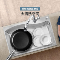 摩恩(MOEN)304不锈钢厨房水槽单槽套餐台上台下水龙头洗碗槽洗菜盆海湾单槽