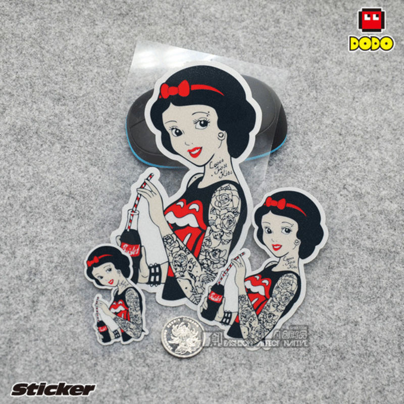 卡通朋克白雪公主车贴汽车外饰装饰划痕遮挡趣味美女反光车贴贴纸
