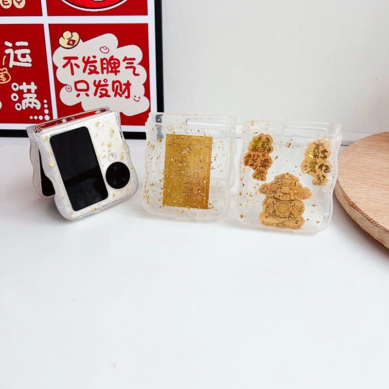 KONEL 适用于新年款OPPOfindn3 Flip 金片金图壳findn3 Flip折叠屏高级感网红壳防摔壳