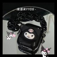 美乐蒂库洛米耳机保护壳保护套苹果airpods1/2代Pro3挂链软壳可爱 黑色库洛米 airpods 1/2代